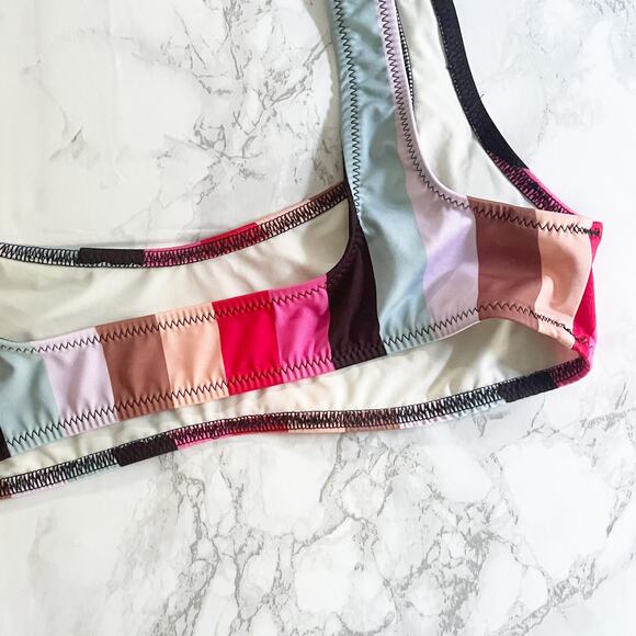 MADEWELL Solid & Striped Elle Bikini Top Medium M - Picture 6 of 8